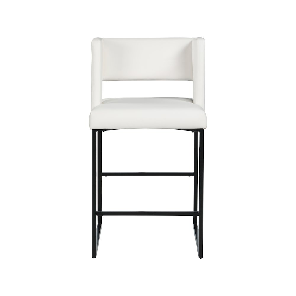 Caleb White Vegan Leather Counter Stool, Set of 2. Picture 4