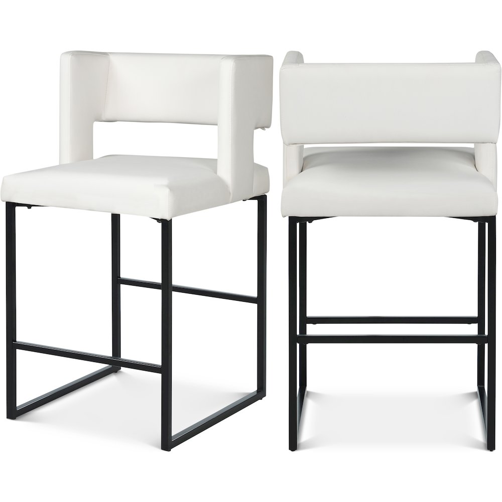 Caleb White Vegan Leather Counter Stool, Set of 2. Picture 1