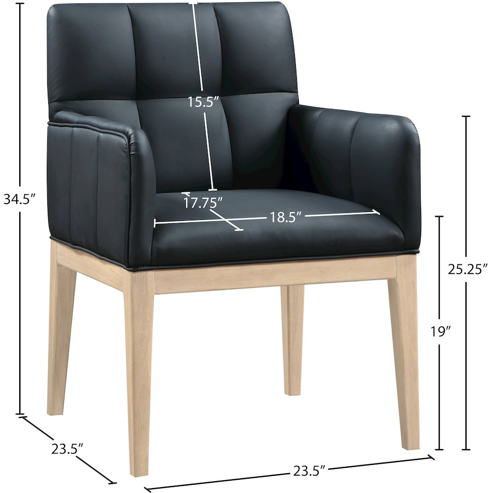 Adrian Black Vegan Leather Dining Arm Chair, Set of 2. Picture 8
