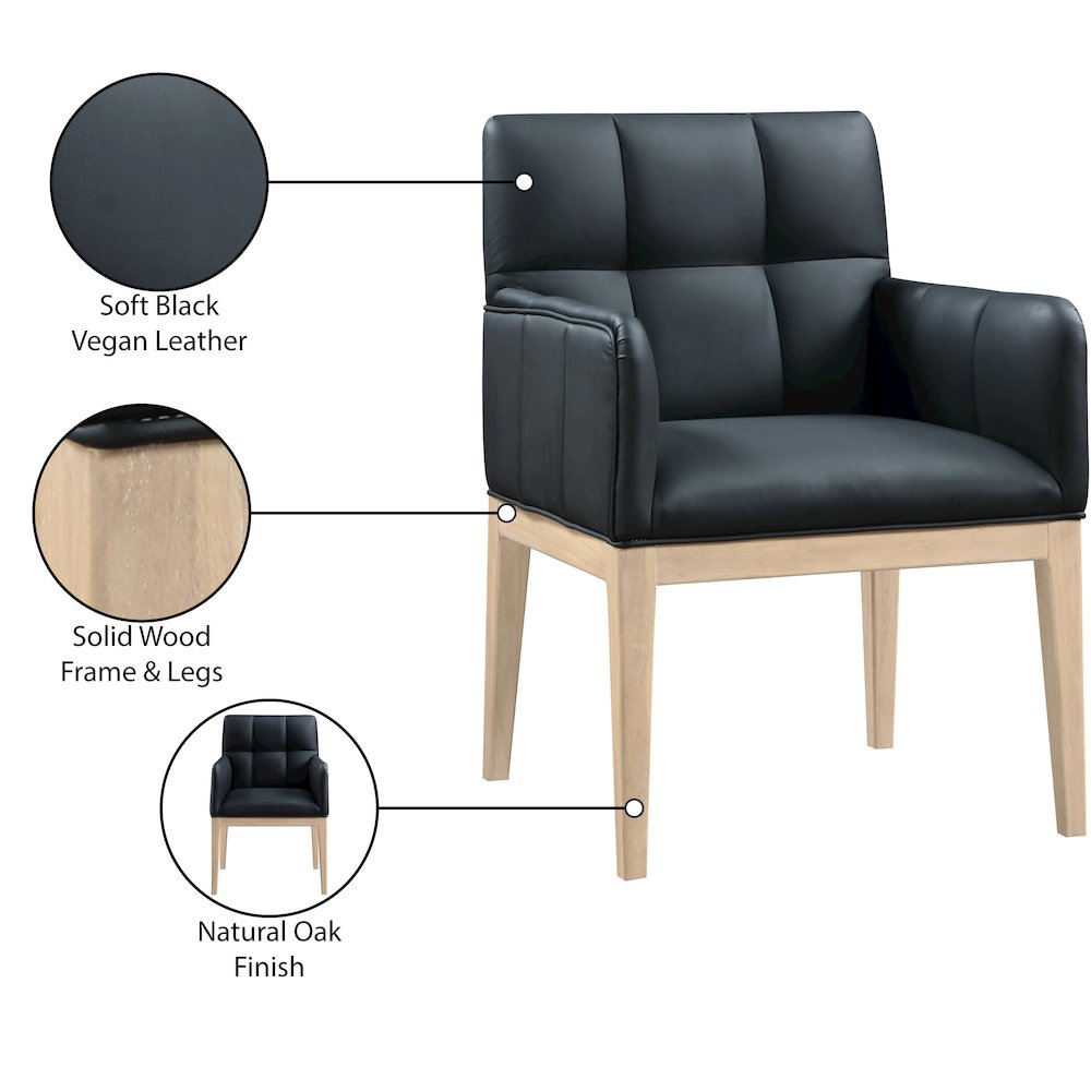 Adrian Black Vegan Leather Dining Arm Chair, Set of 2. Picture 9