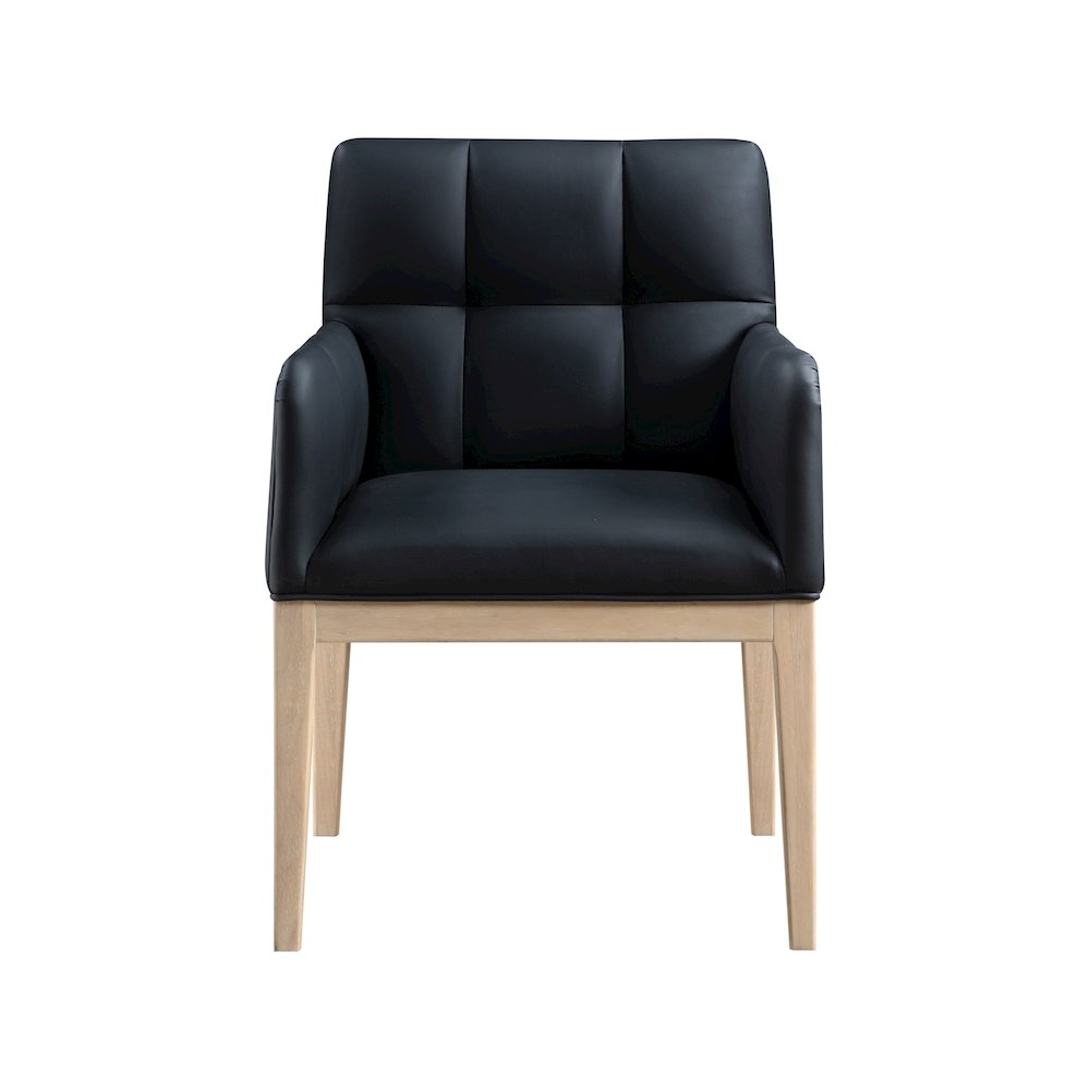 Adrian Black Vegan Leather Dining Arm Chair, Set of 2. Picture 2