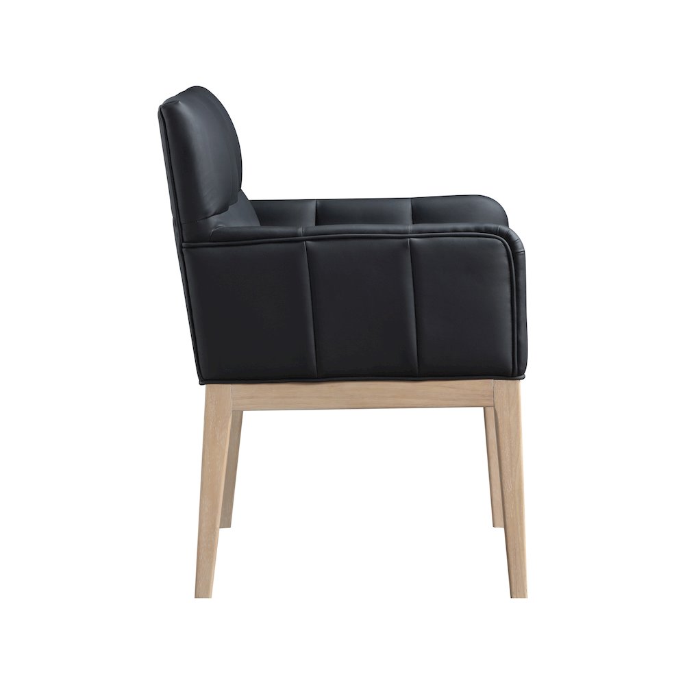 Adrian Black Vegan Leather Dining Arm Chair, Set of 2. Picture 3