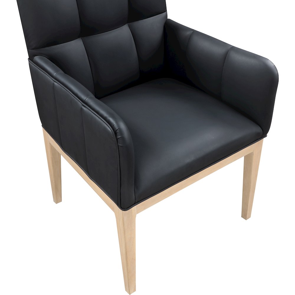 Adrian Black Vegan Leather Dining Arm Chair, Set of 2. Picture 6