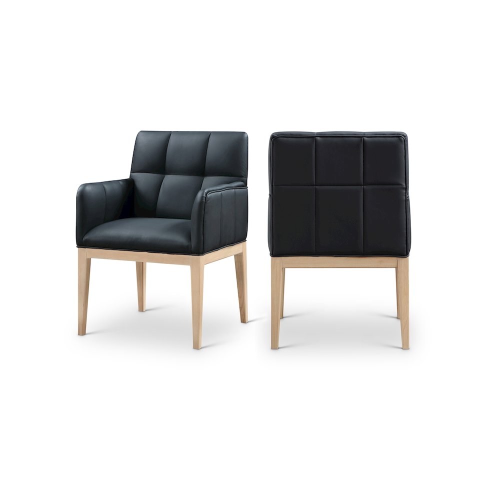 Adrian Black Vegan Leather Dining Arm Chair, Set of 2. Picture 1