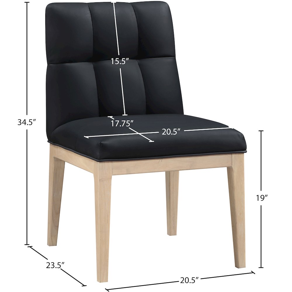 Adrian Black Vegan Leather Dining Side Chair, Set of 2. Picture 8