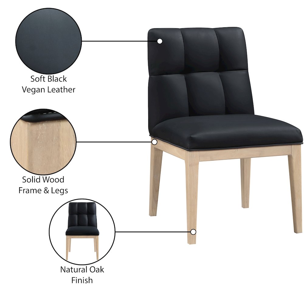 Adrian Black Vegan Leather Dining Side Chair, Set of 2. Picture 9