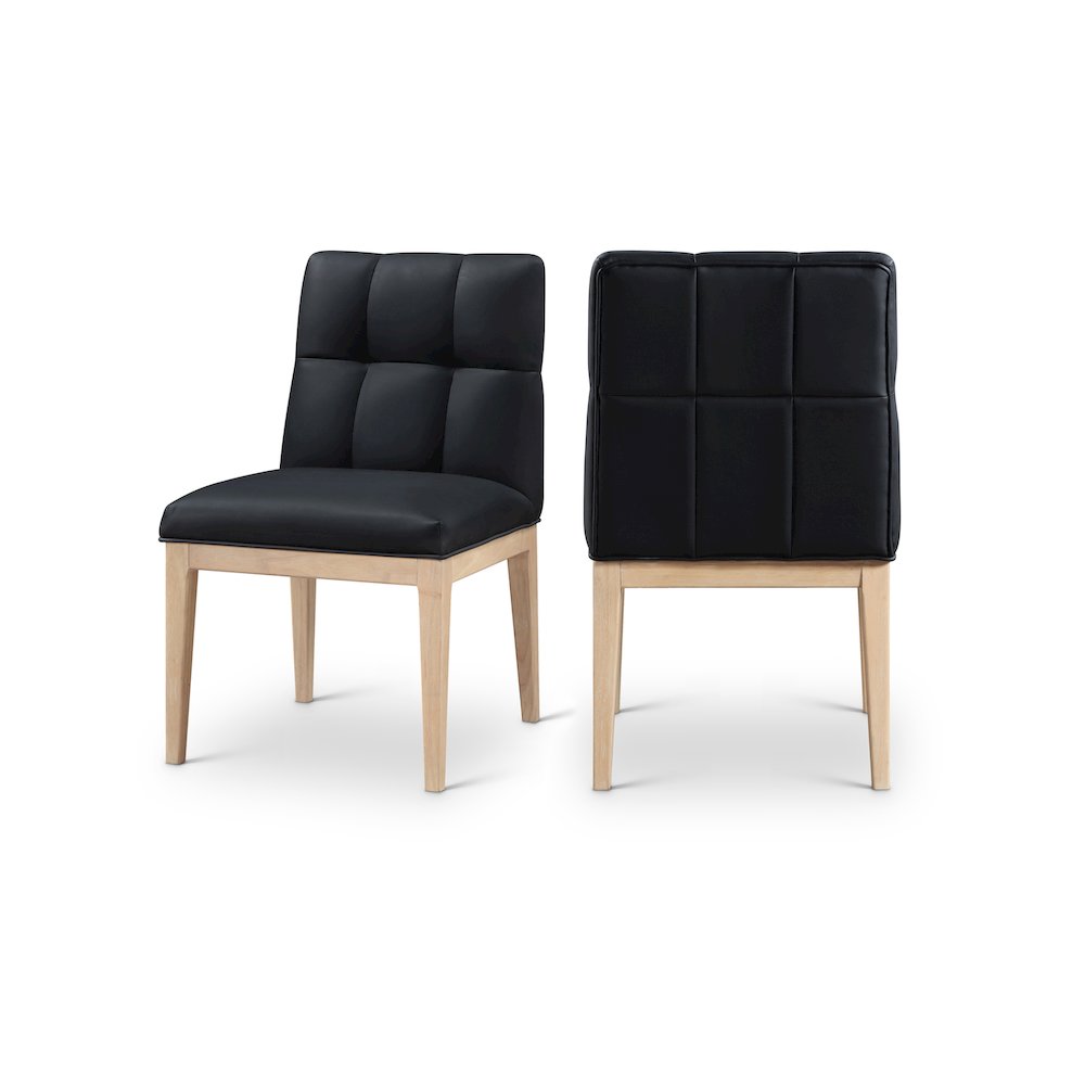 Adrian Black Vegan Leather Dining Side Chair, Set of 2. Picture 1
