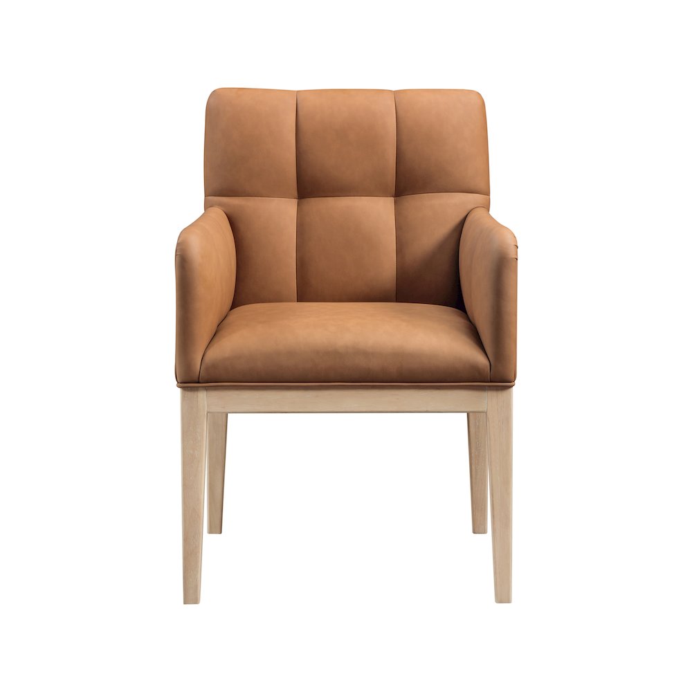 Adrian Cognac Vegan Leather Dining Arm Chair, Set of 2. Picture 2