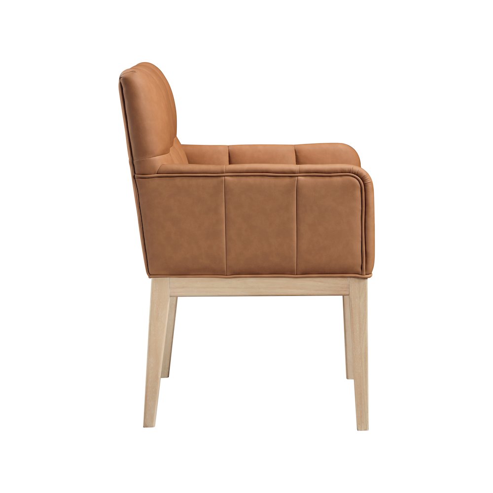 Adrian Cognac Vegan Leather Dining Arm Chair, Set of 2. Picture 3