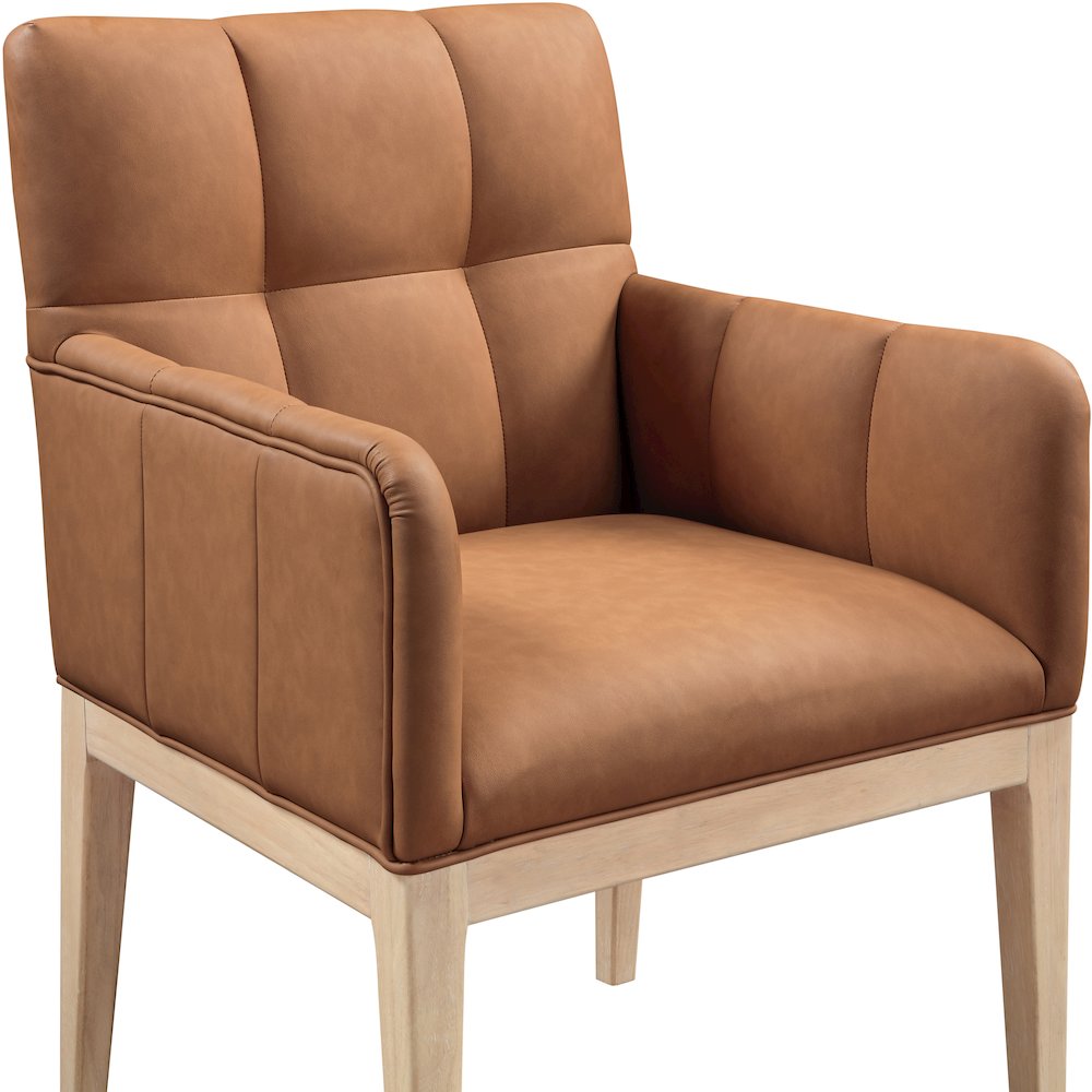 Adrian Cognac Vegan Leather Dining Arm Chair, Set of 2. Picture 5
