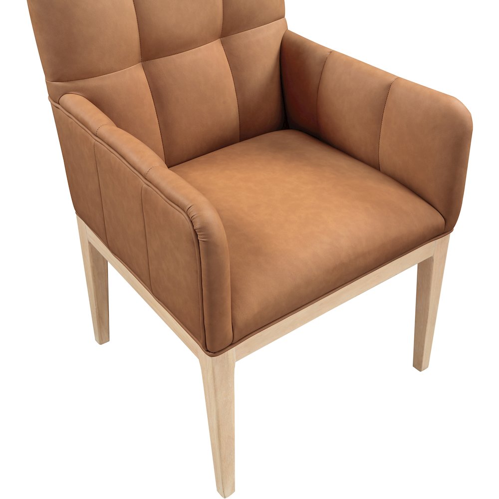 Adrian Cognac Vegan Leather Dining Arm Chair, Set of 2. Picture 6