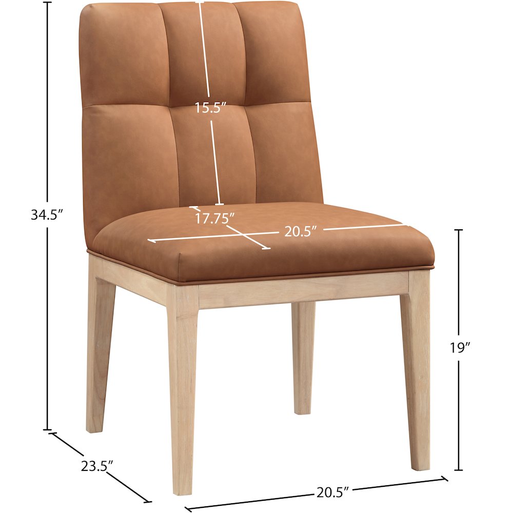 Adrian Cognac Vegan Leather Dining Side Chair, Set of 2. Picture 8