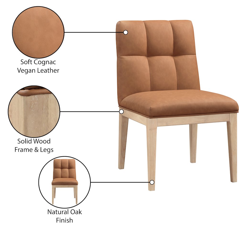 Adrian Cognac Vegan Leather Dining Side Chair, Set of 2. Picture 9