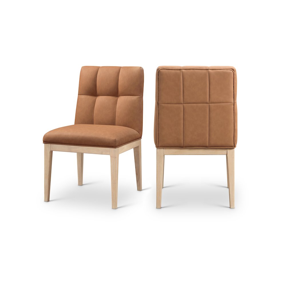 Adrian Cognac Vegan Leather Dining Side Chair, Set of 2. Picture 1