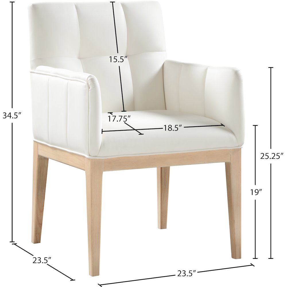 Adrian Cream Vegan Leather Dining Arm Chair, Set of 2. Picture 8