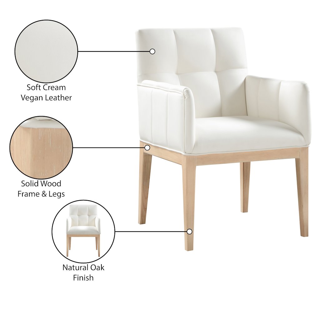 Adrian Cream Vegan Leather Dining Arm Chair, Set of 2. Picture 9
