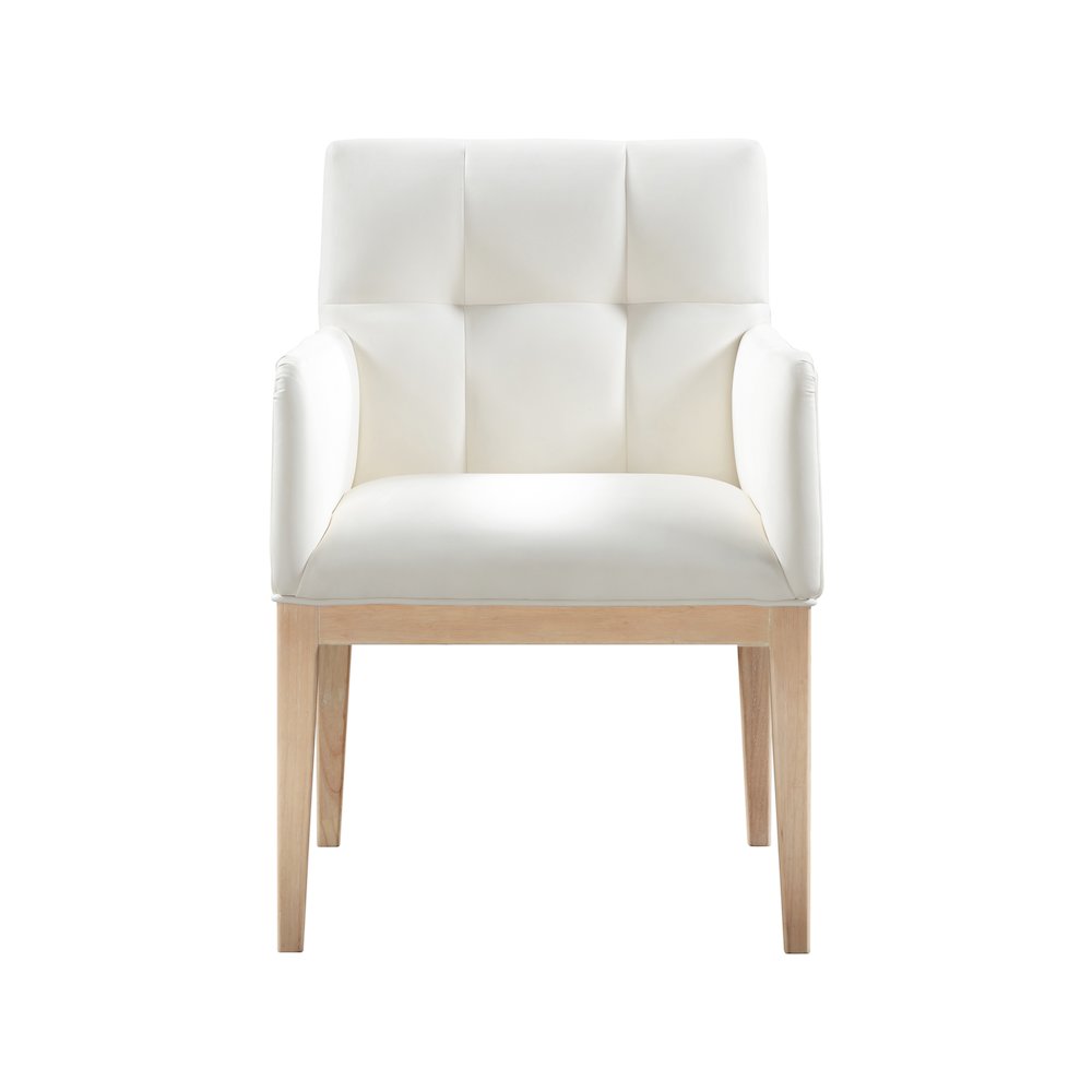 Adrian Cream Vegan Leather Dining Arm Chair, Set of 2. Picture 2