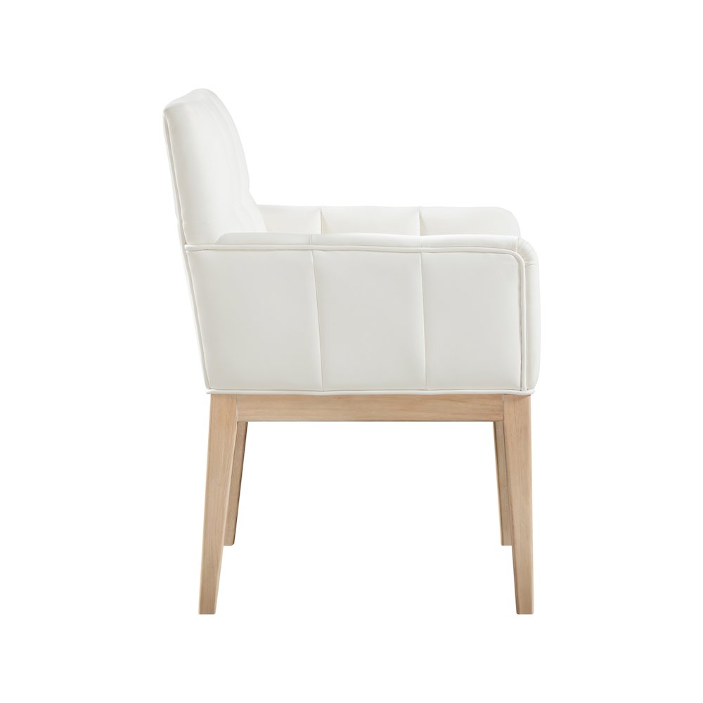 Adrian Cream Vegan Leather Dining Arm Chair, Set of 2. Picture 3