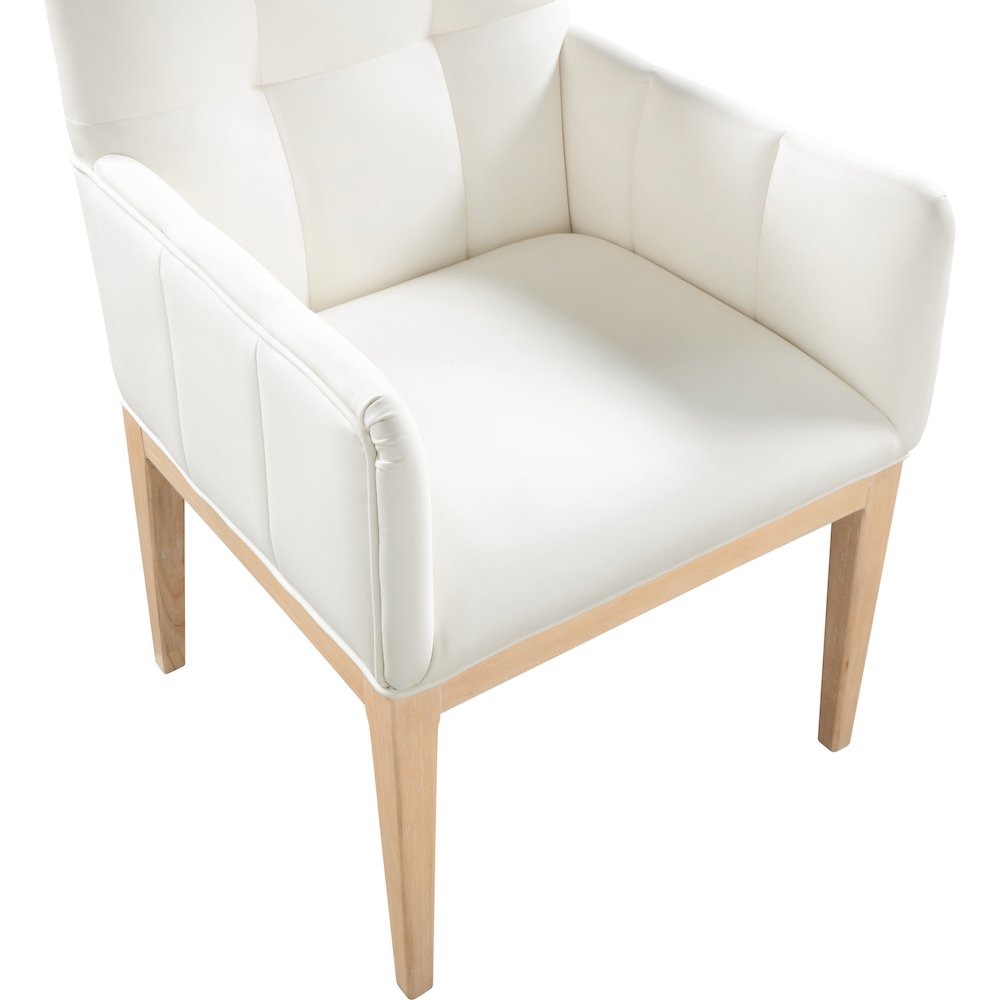 Adrian Cream Vegan Leather Dining Arm Chair, Set of 2. Picture 6