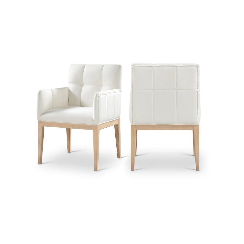 Adrian Cream Vegan Leather Dining Arm Chair, Set of 2. Picture 1
