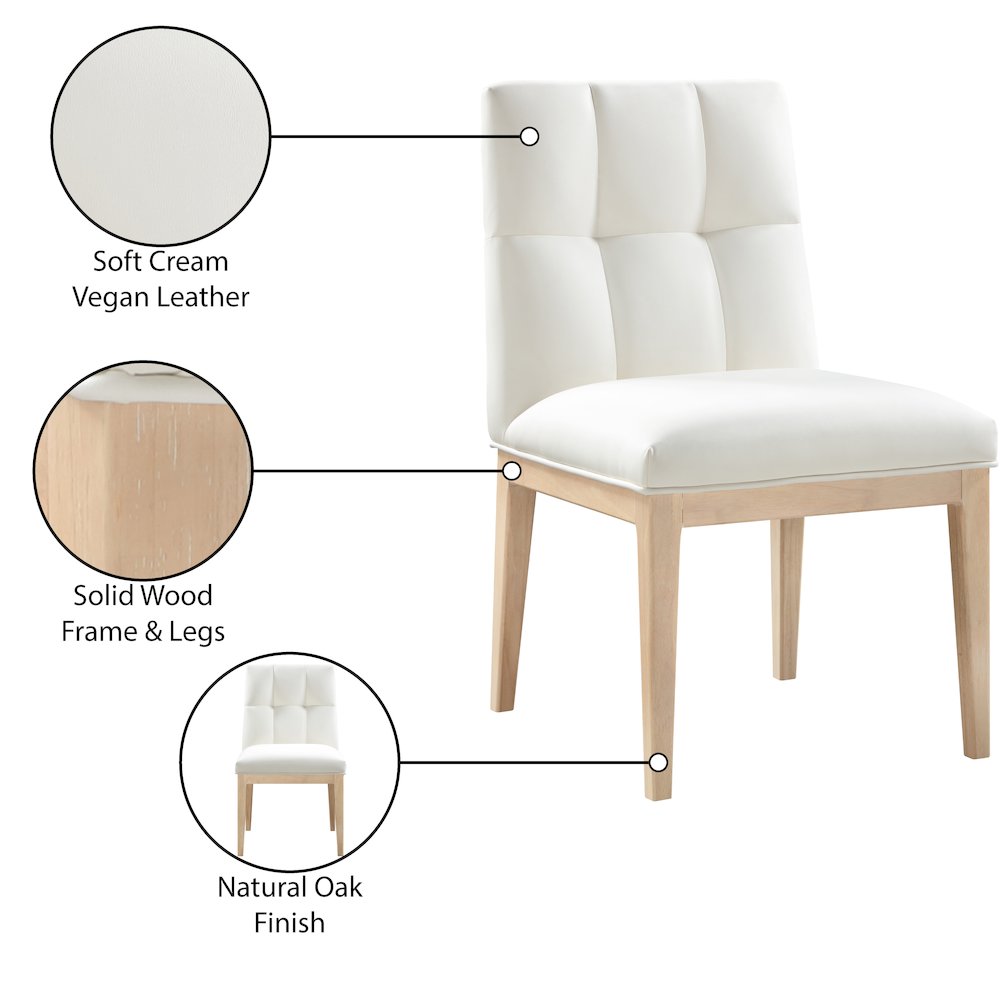 Adrian Cream Vegan Leather Dining Side Chair, Set of 2. Picture 10