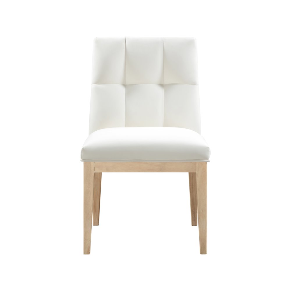 Adrian Cream Vegan Leather Dining Side Chair, Set of 2. Picture 2