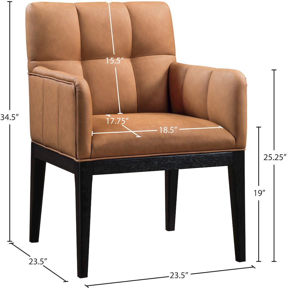 Adrian Cognac Vegan Leather Dining Arm Chair, Set of 2. Picture 8