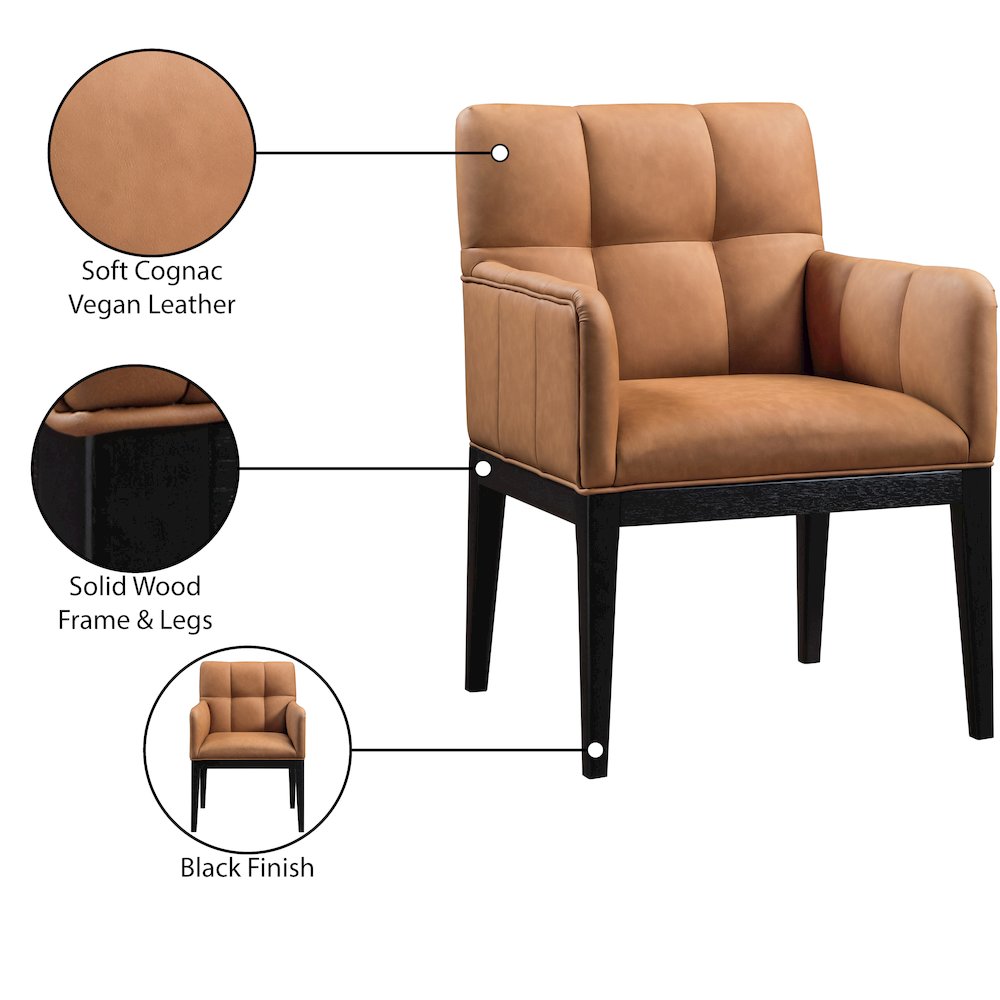 Adrian Cognac Vegan Leather Dining Arm Chair, Set of 2. Picture 9