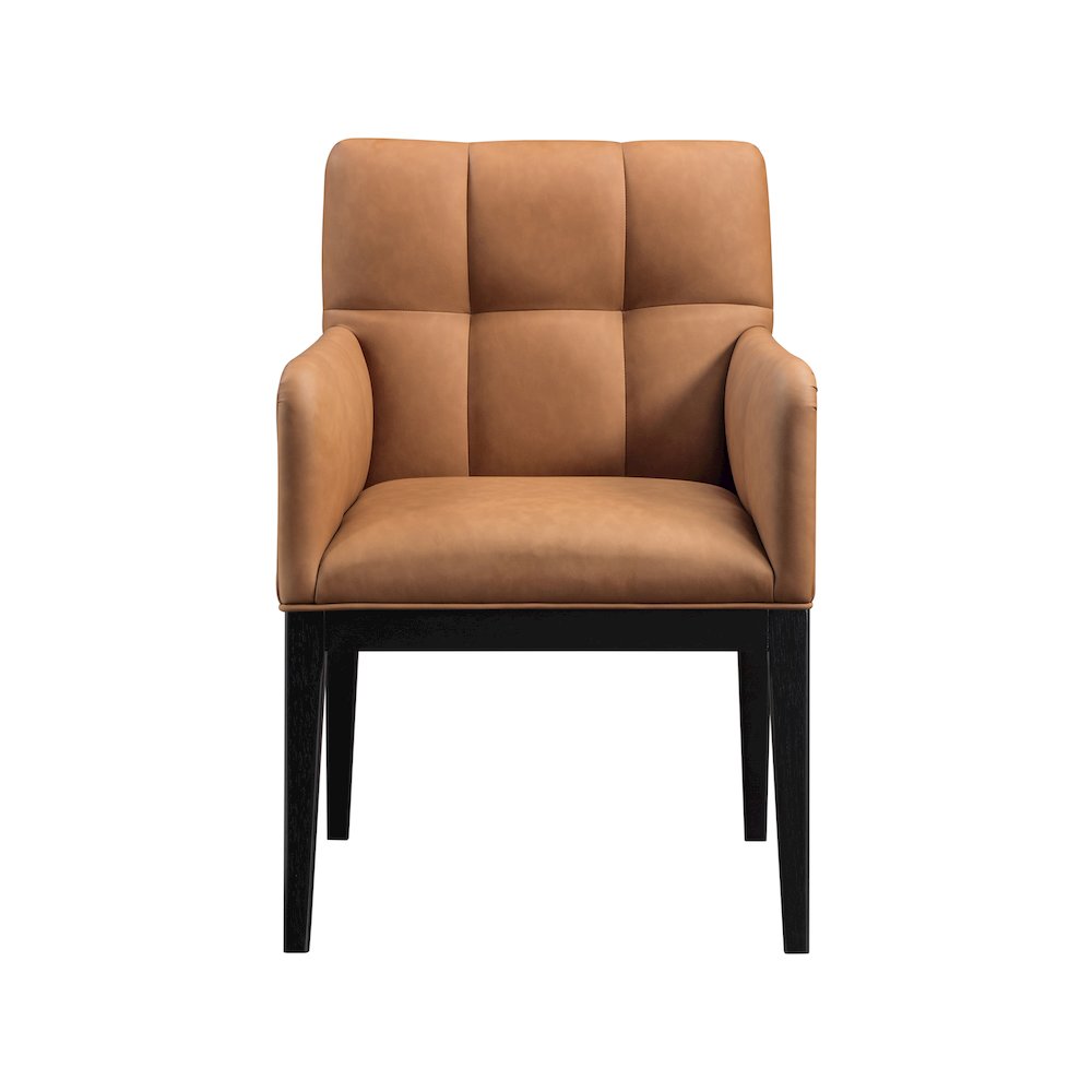Adrian Cognac Vegan Leather Dining Arm Chair, Set of 2. Picture 2