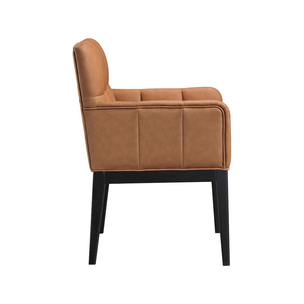 Adrian Cognac Vegan Leather Dining Arm Chair, Set of 2. Picture 3