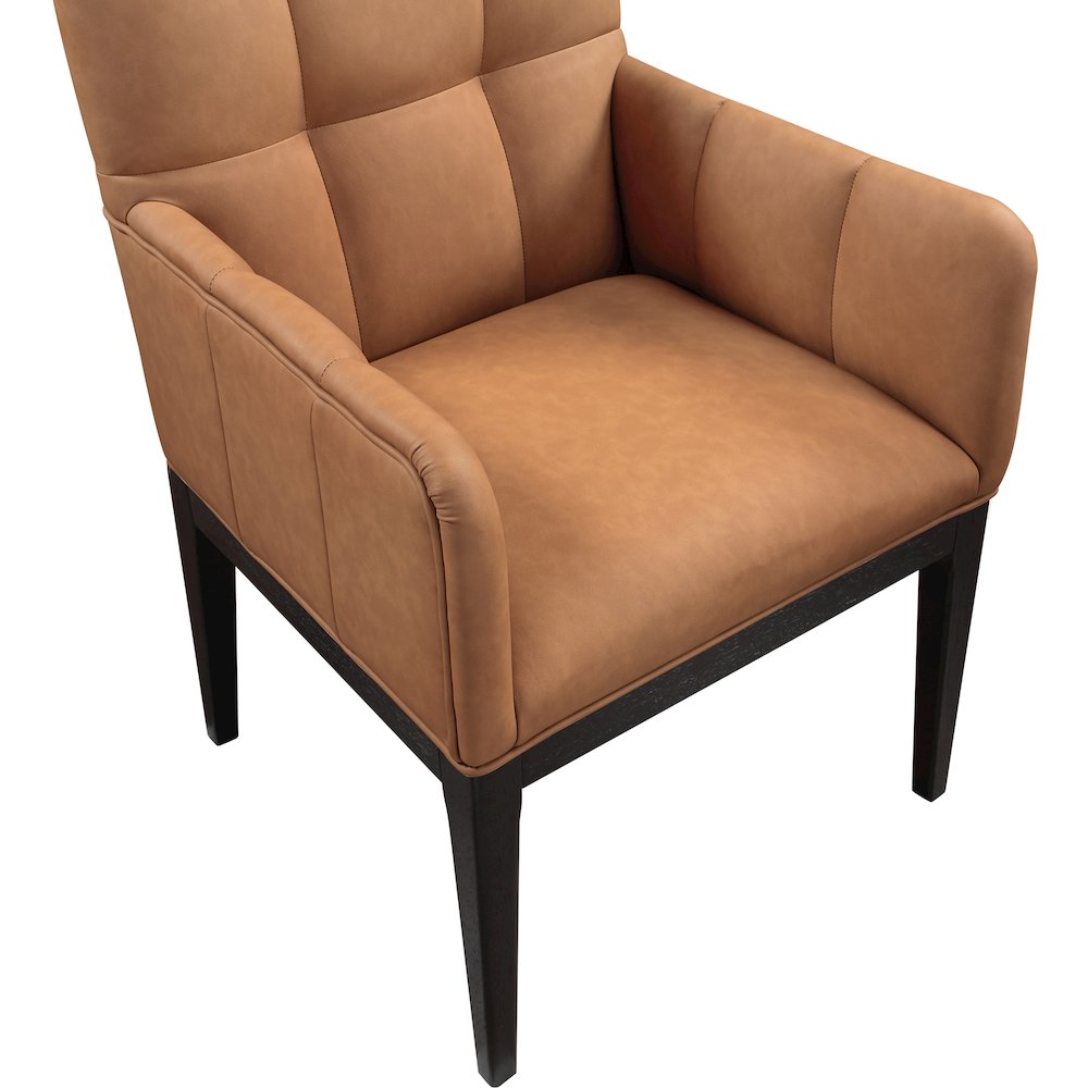 Adrian Cognac Vegan Leather Dining Arm Chair, Set of 2. Picture 6