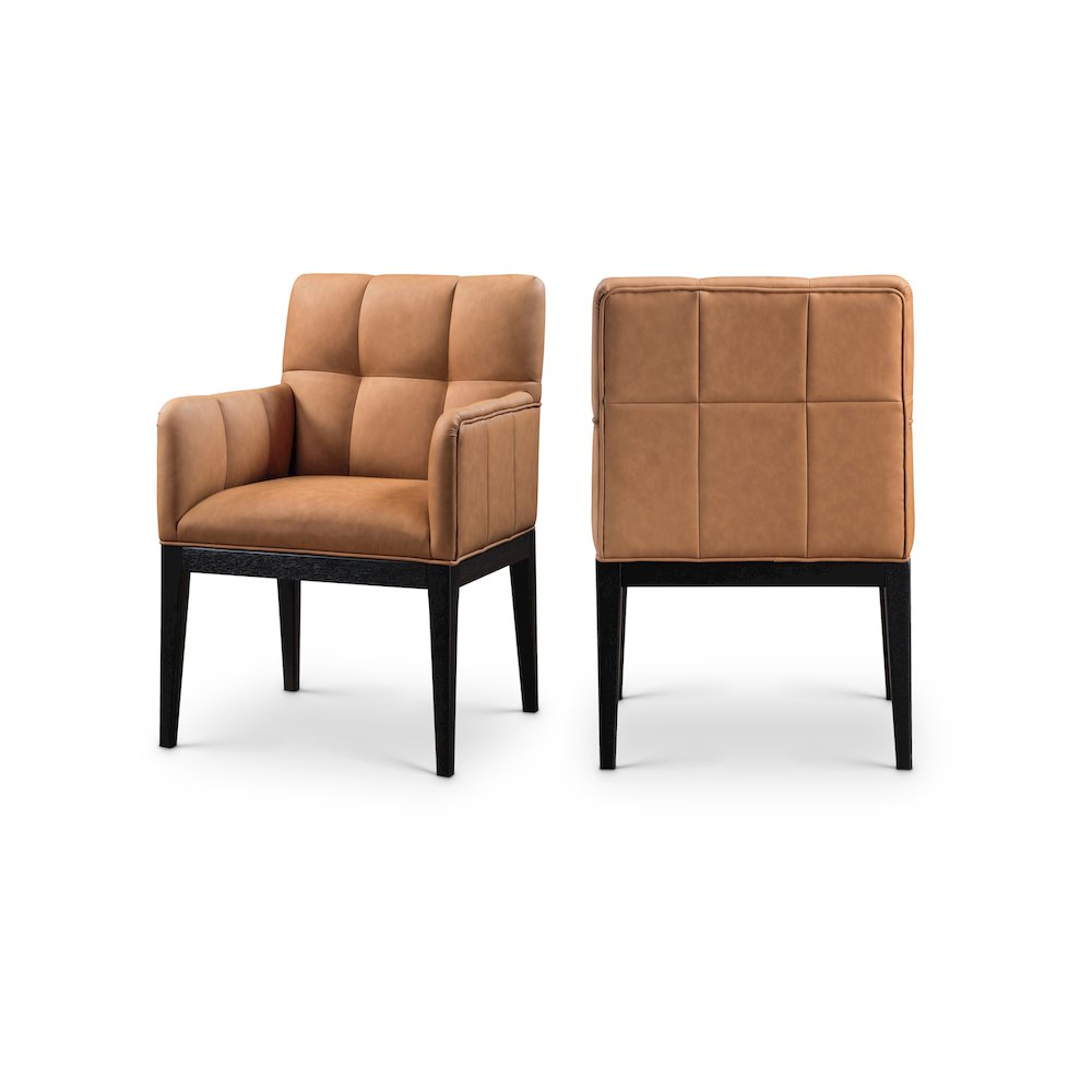Adrian Cognac Vegan Leather Dining Arm Chair, Set of 2. Picture 1