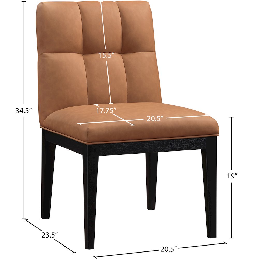 Adrian Cognac Vegan Leather Dining Side Chair, Set of 2. Picture 8