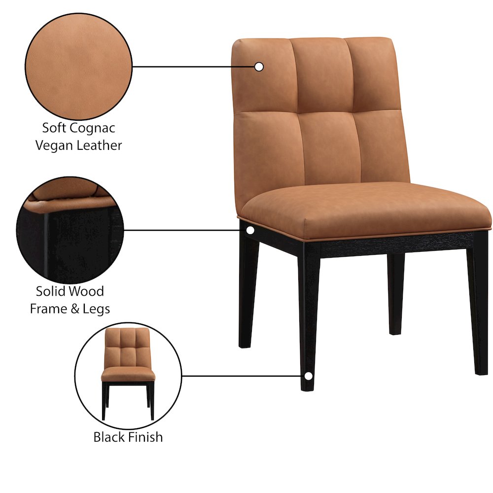 Adrian Cognac Vegan Leather Dining Side Chair, Set of 2. Picture 9
