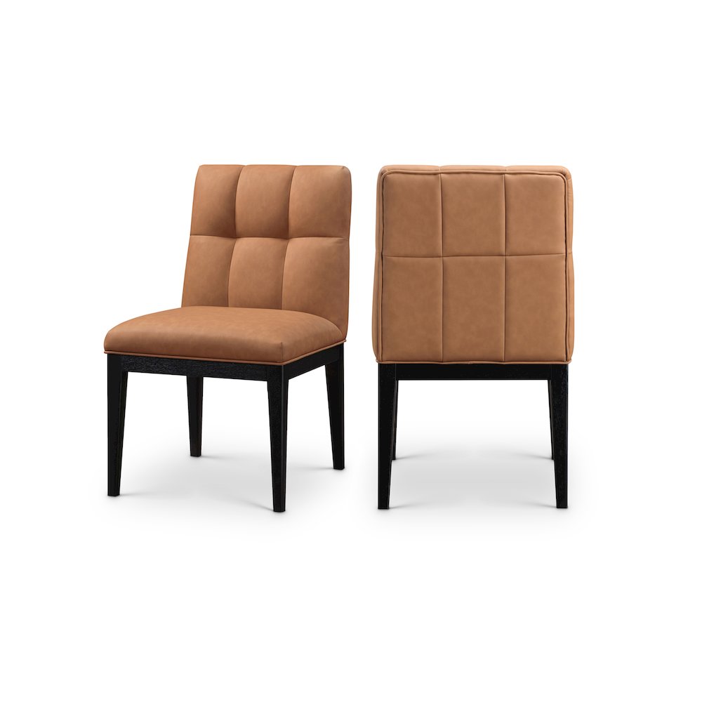 Adrian Cognac Vegan Leather Dining Side Chair, Set of 2. Picture 1