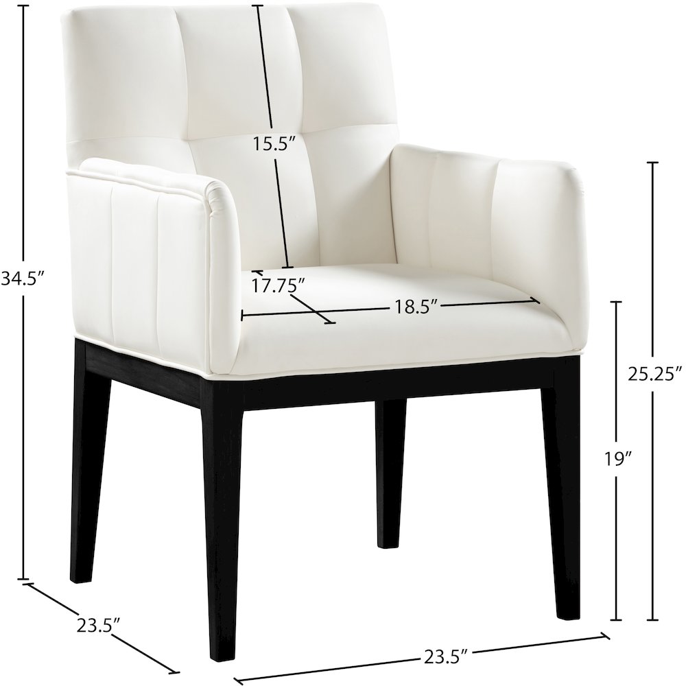 Adrian Cream Vegan Leather Dining Arm Chair, Set of 2. Picture 8