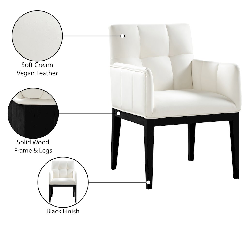 Adrian Cream Vegan Leather Dining Arm Chair, Set of 2. Picture 9