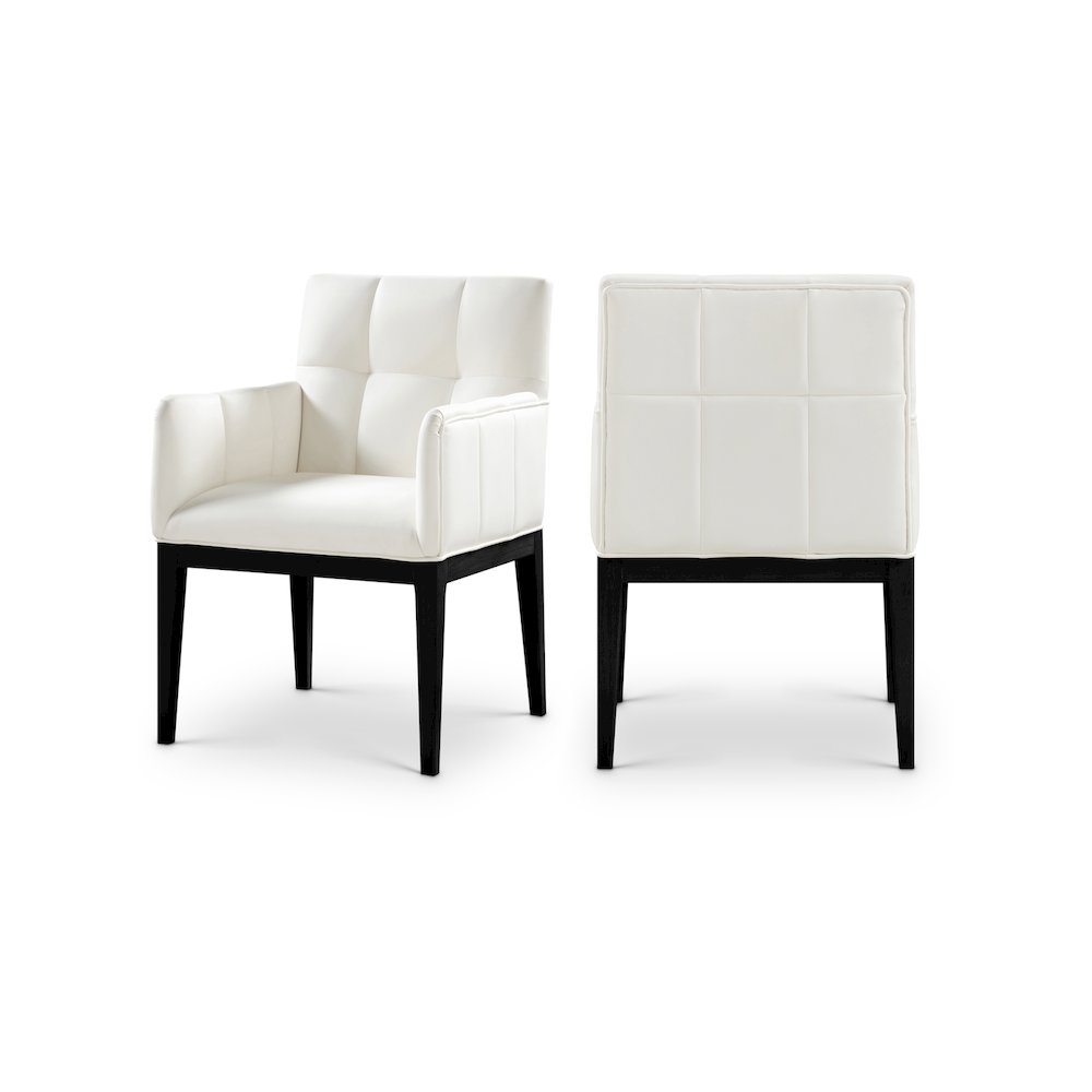 Adrian Cream Vegan Leather Dining Arm Chair, Set of 2. Picture 1