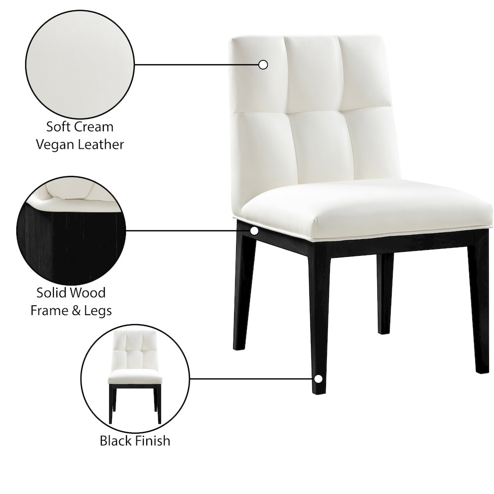 Adrian Cream Vegan Leather Dining Side Chair, Set of 2. Picture 9