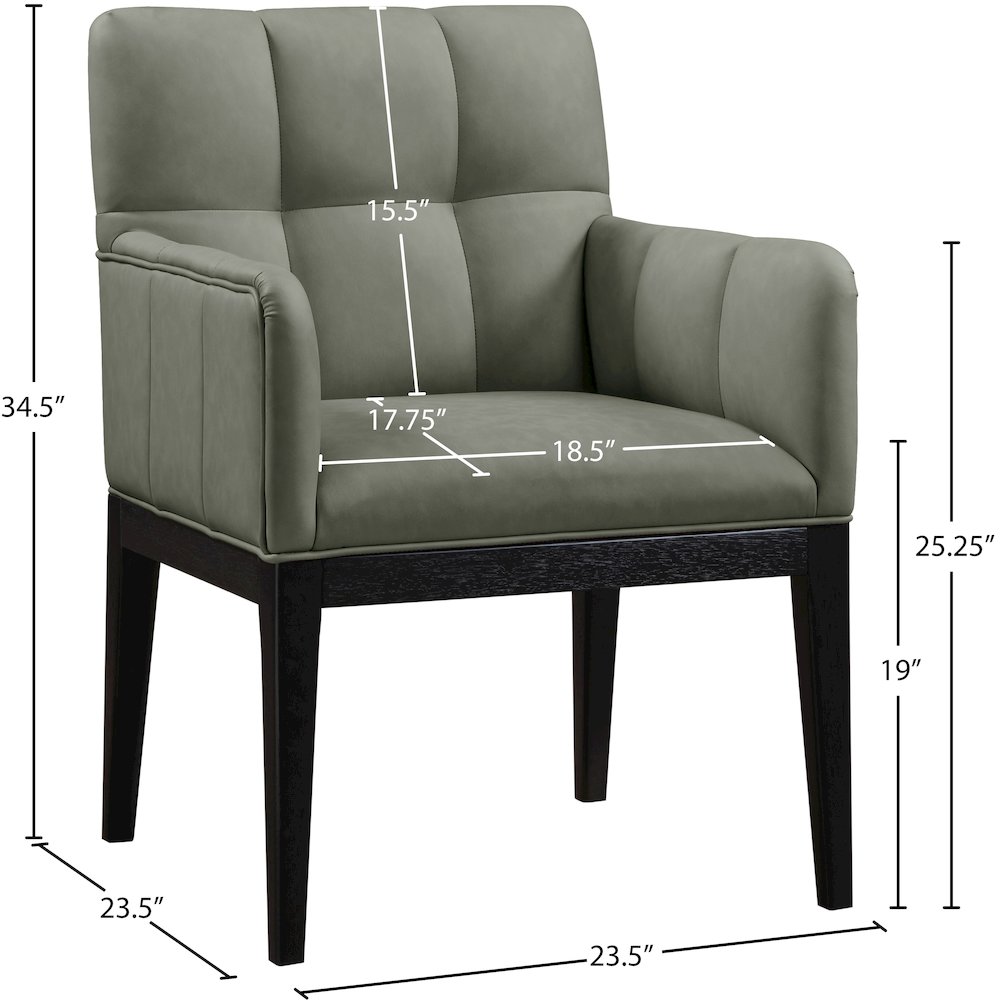 Adrian Green Vegan Leather Dining Arm Chair, Set of 2. Picture 9