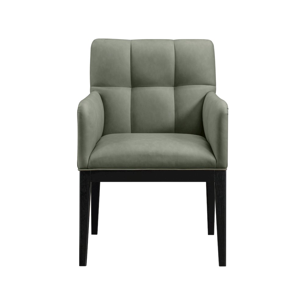 Adrian Green Vegan Leather Dining Arm Chair, Set of 2. Picture 2