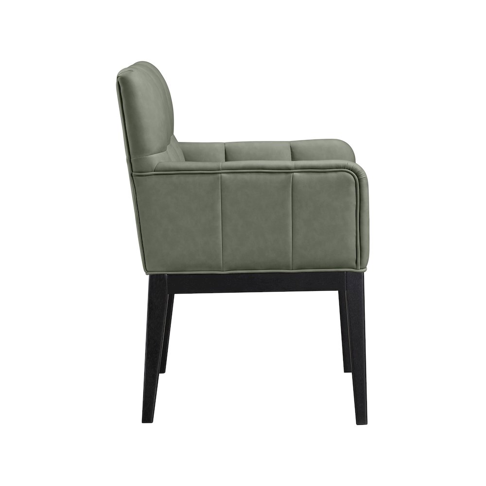 Adrian Green Vegan Leather Dining Arm Chair, Set of 2. Picture 3