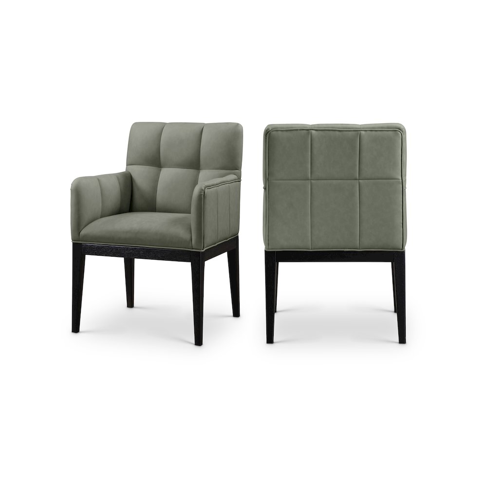 Adrian Green Vegan Leather Dining Arm Chair, Set of 2. Picture 1