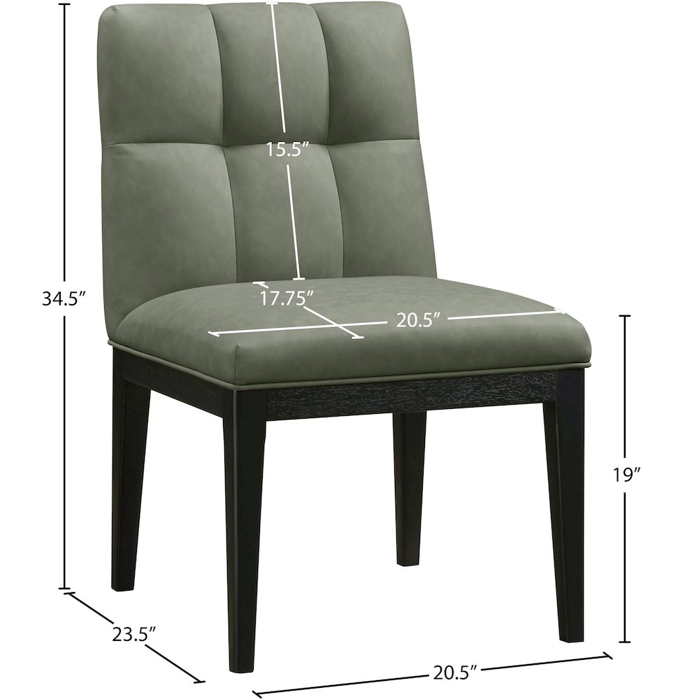 Adrian Green Vegan Leather Dining Side Chair, Set of 2. Picture 9
