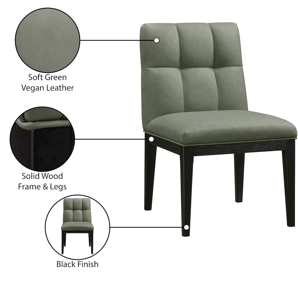 Adrian Green Vegan Leather Dining Side Chair, Set of 2. Picture 10