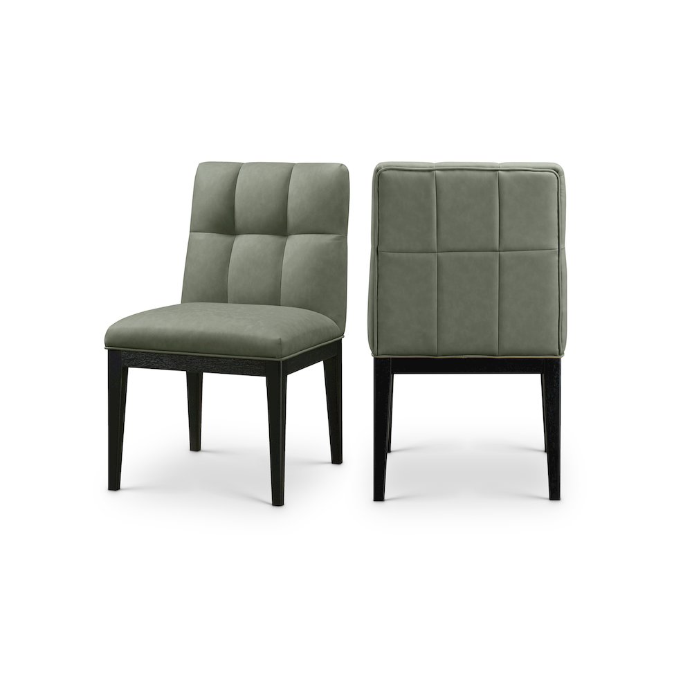 Adrian Green Vegan Leather Dining Side Chair, Set of 2. Picture 1