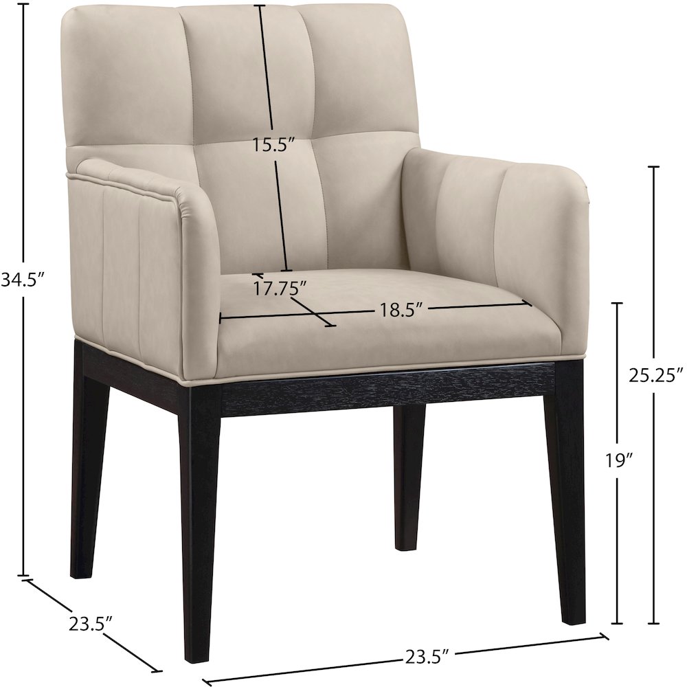Adrian Taupe Vegan Leather Dining Arm Chair, Set of 2. Picture 8