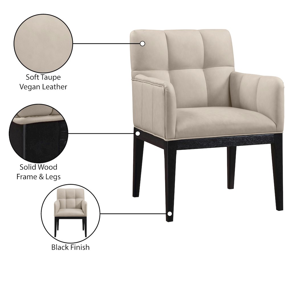 Adrian Taupe Vegan Leather Dining Arm Chair, Set of 2. Picture 9