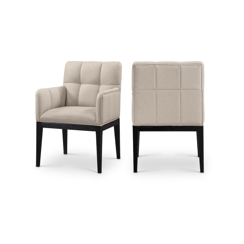 Adrian Taupe Vegan Leather Dining Arm Chair, Set of 2. Picture 1