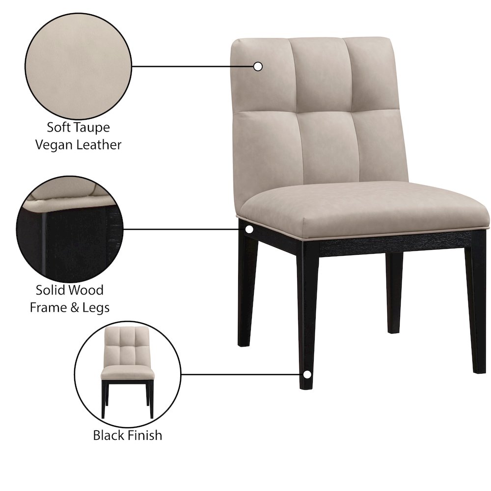 Adrian Taupe Vegan Leather Dining Side Chair, Set of 2. Picture 9